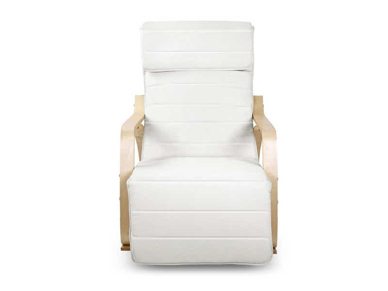 Bentwood Rocking Armchair with Footrest - Beige