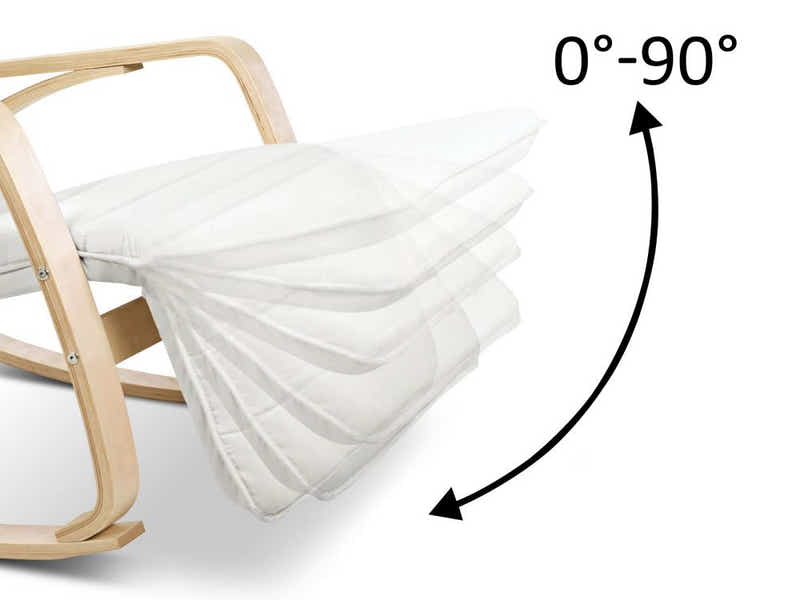 Bentwood Rocking Armchair with Footrest - Beige