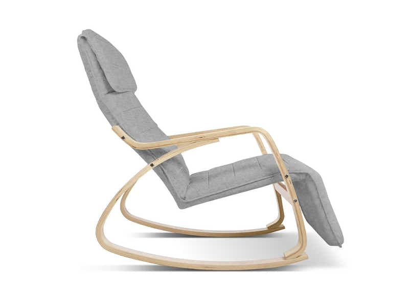 Bentwood Rocking Armchair with Footrest - Grey