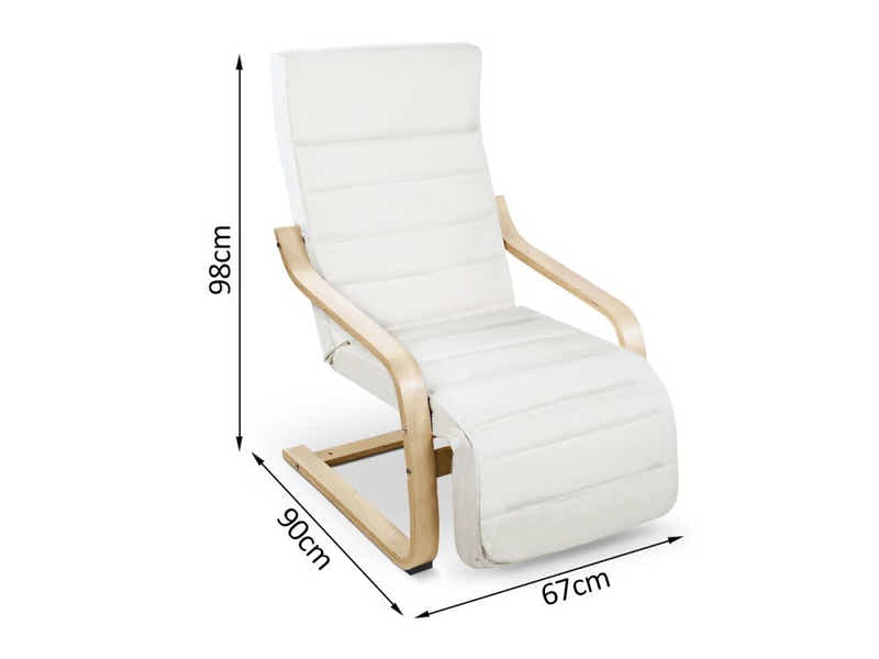 Bentwood Armchair with Footrest - Beige