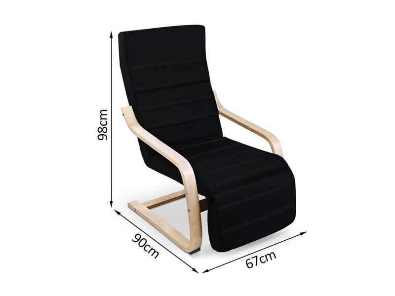 Bentwood Armchair with Footrest - Black