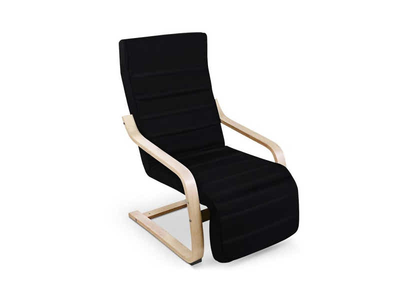 Bentwood Armchair with Footrest - Black