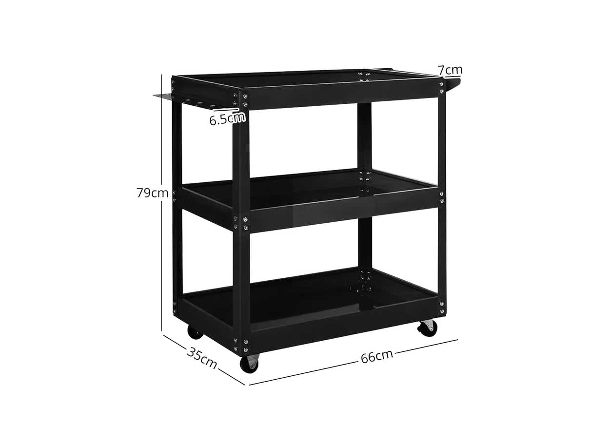 3-Tier Workshop Trolley - Black