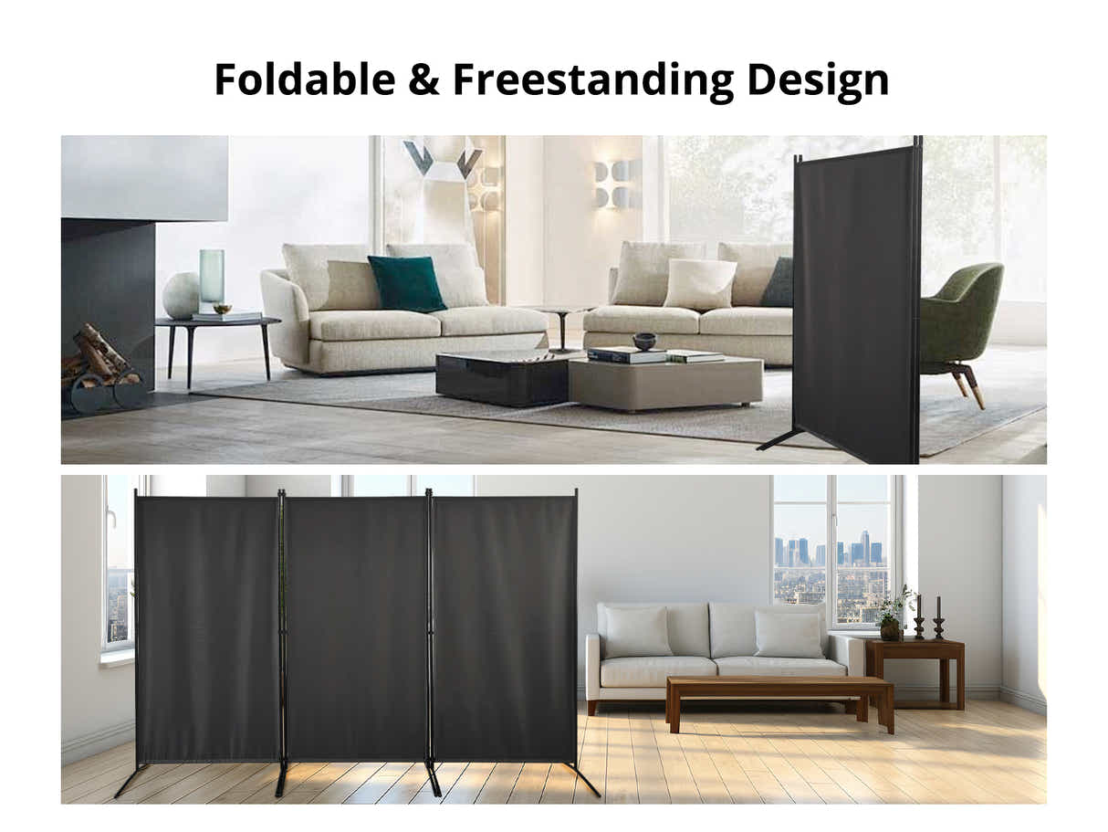 Fabric Room Divider 258x180cm Grey