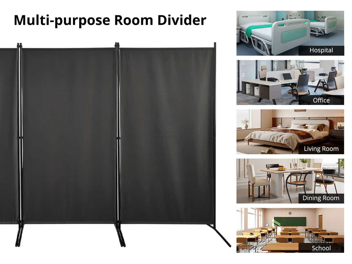 Fabric Room Divider 258x180cm Grey