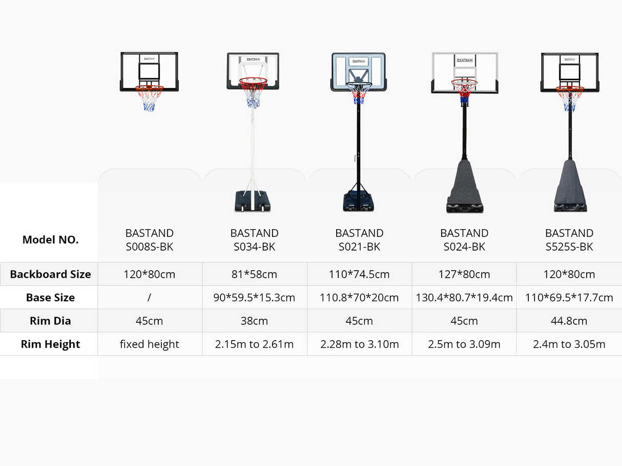 Adjustable Portable Basketball Stand Hoop - 2.61 m