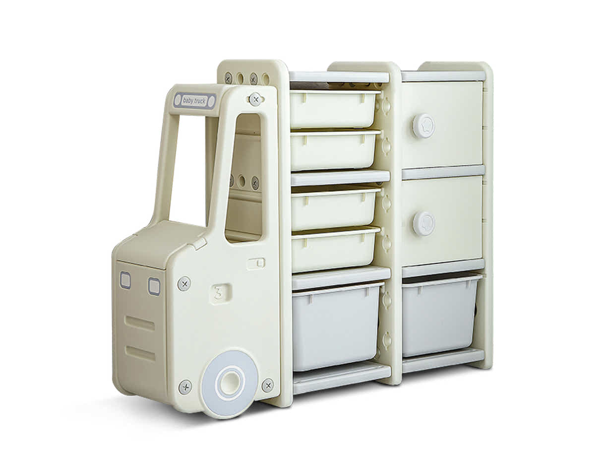 Car Shape Kids Toy Storage Shelf Set 2x3 White