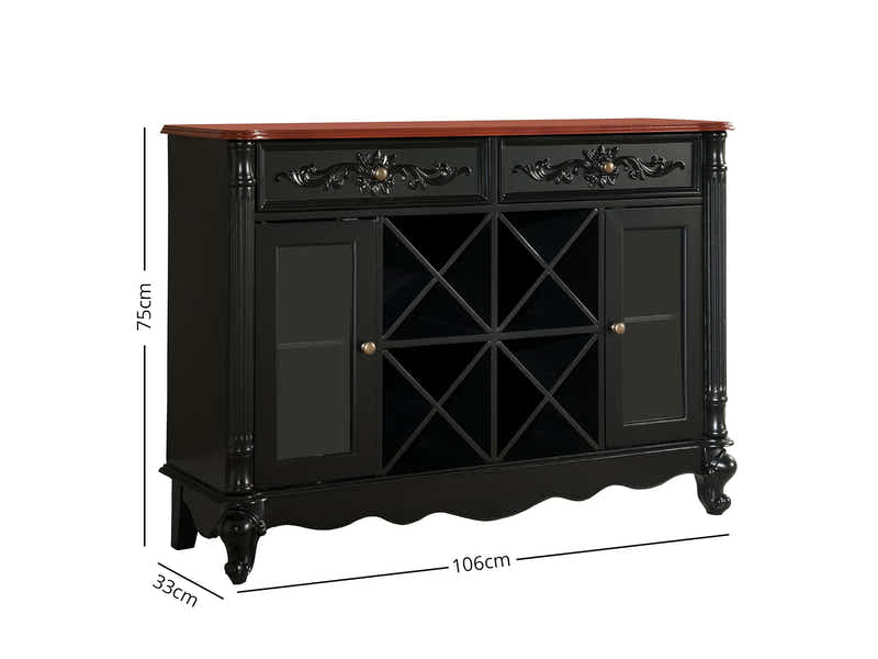 Wood Console Buffet Table With Wine Cabinet