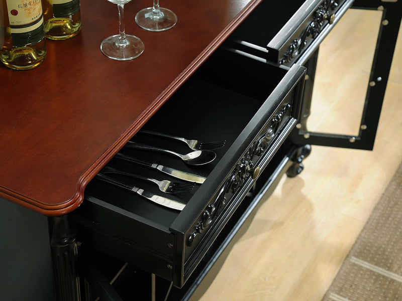 Wood Console Buffet Table With Wine Cabinet