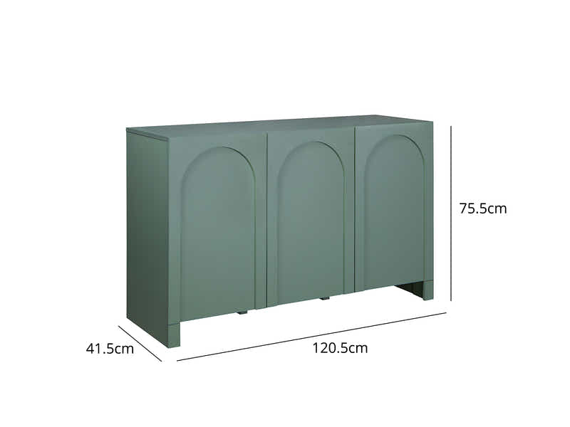 Cambre Green 3-Door Sideboard - 120 cm
