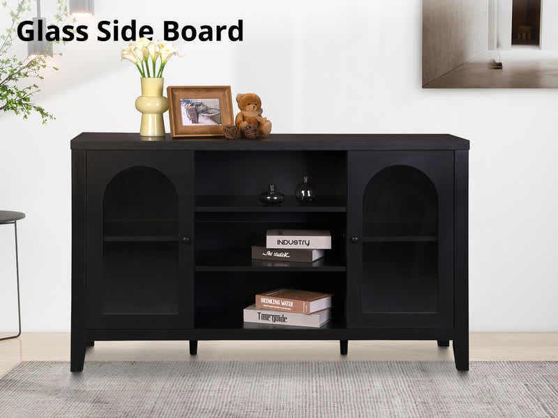 Cambre Black Sideboard with Glass Door - 120 cm