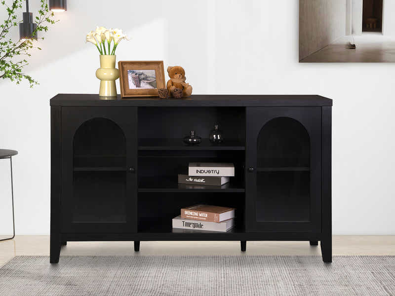 Cambre Black Sideboard with Glass Door - 120 cm