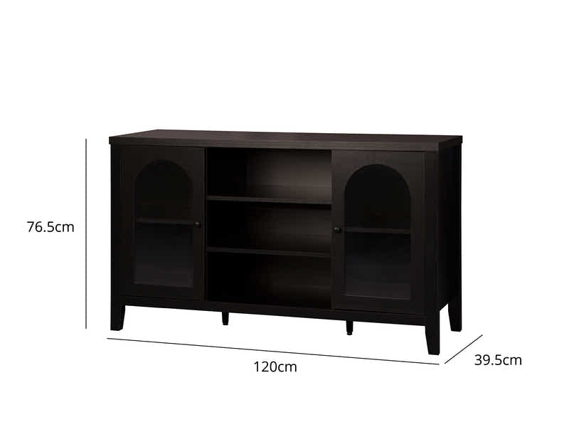 Cambre Black Sideboard with Glass Door - 120 cm