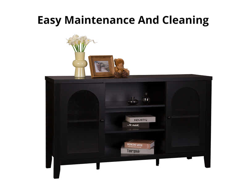 Cambre Black Sideboard with Glass Door - 120 cm