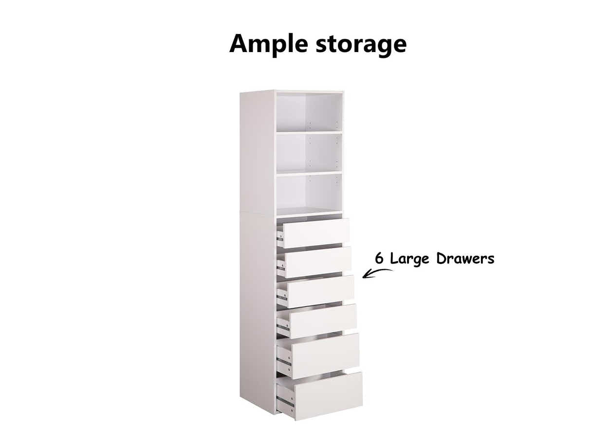 Mattone 6-Drawer Wardrobe with 3 Shelves