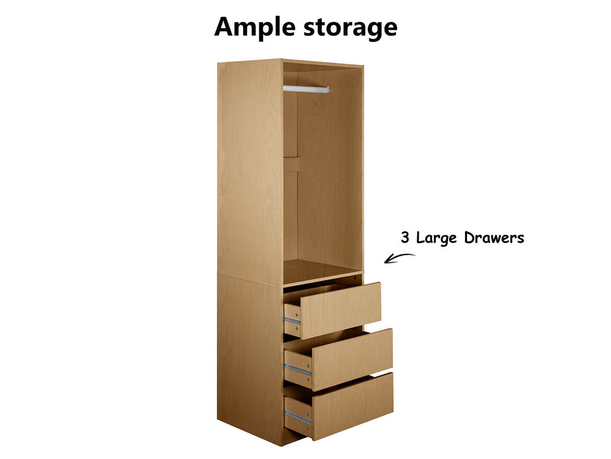DS Mattone 3-Drawer Wardrobe with Hanging