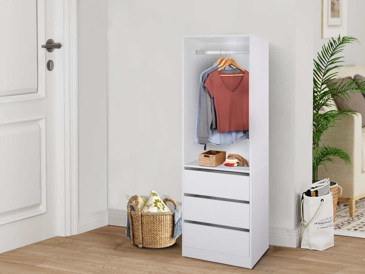 Mattone 3-Drawer Wardrobe with Hanging Shelf