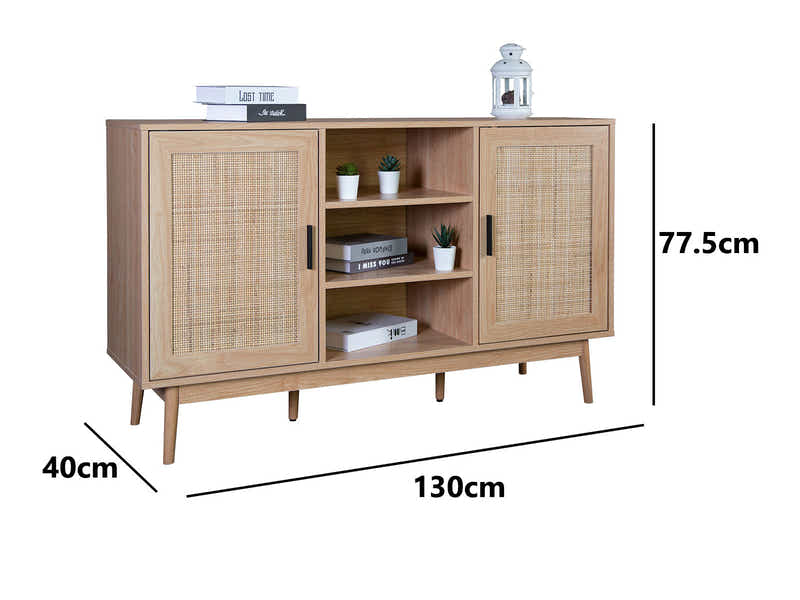 Naturlig Buffet Table with Shelves - 130 cm