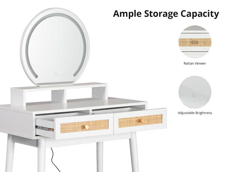 Naturlig Dressing Table with LED Light