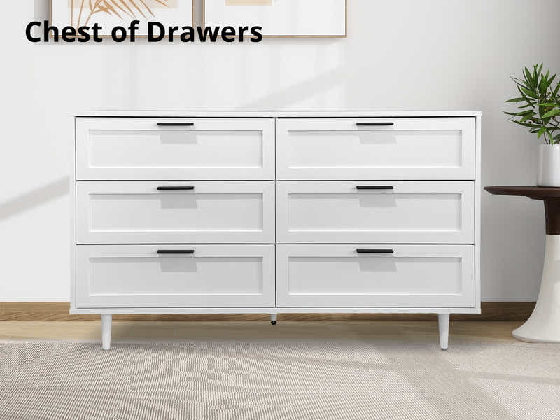 Rechteck 6-Drawer Lowboy - White