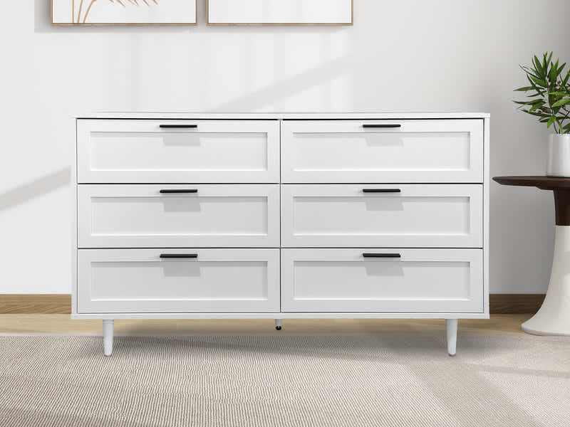 Rechteck 6-Drawer Lowboy - White