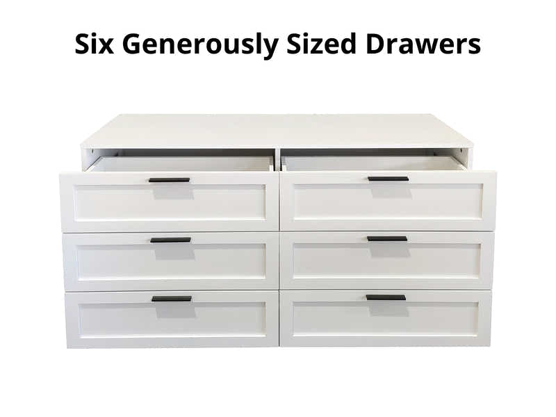 Rechteck 6-Drawer Lowboy - White