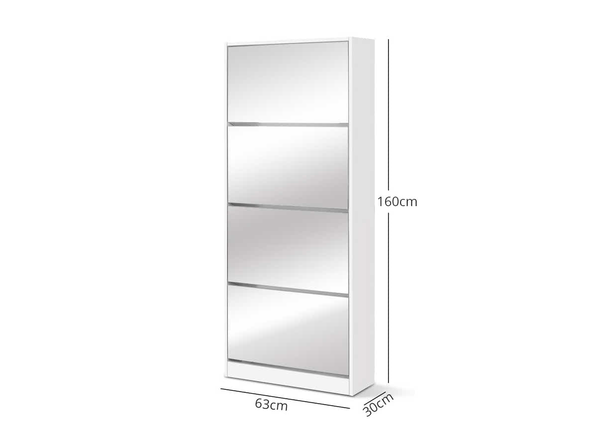 DS 4 Tier Mirror Shoe Organizer