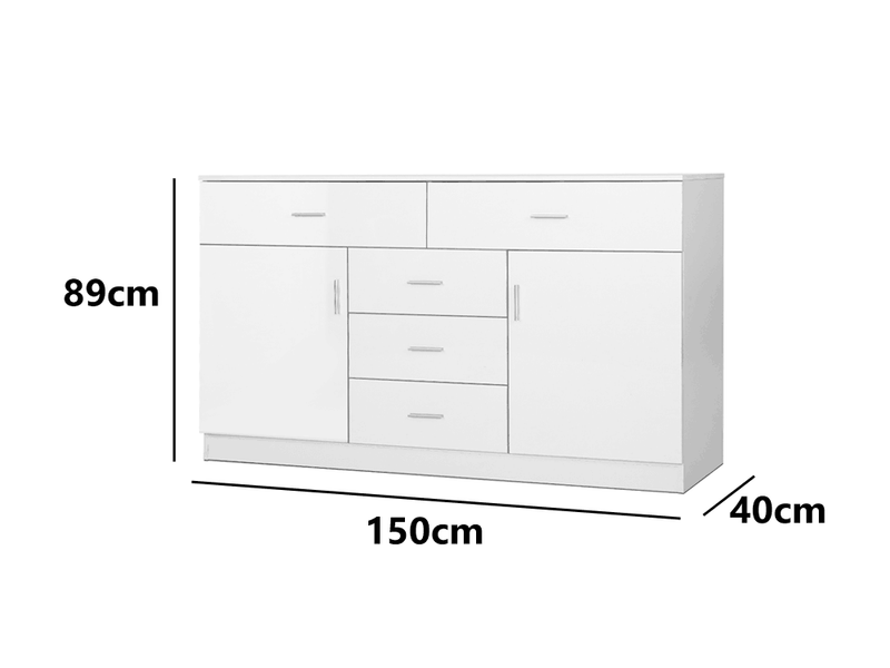 Glansig White Buffet Table - 150 cm
