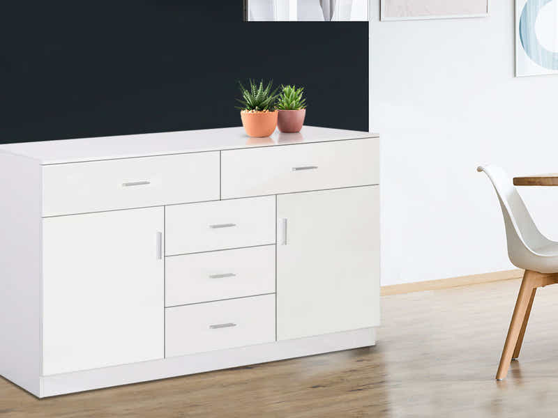 Glansig White Buffet Table - 150 cm