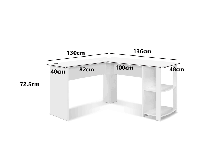 Korr L-shaped Office Desk - White