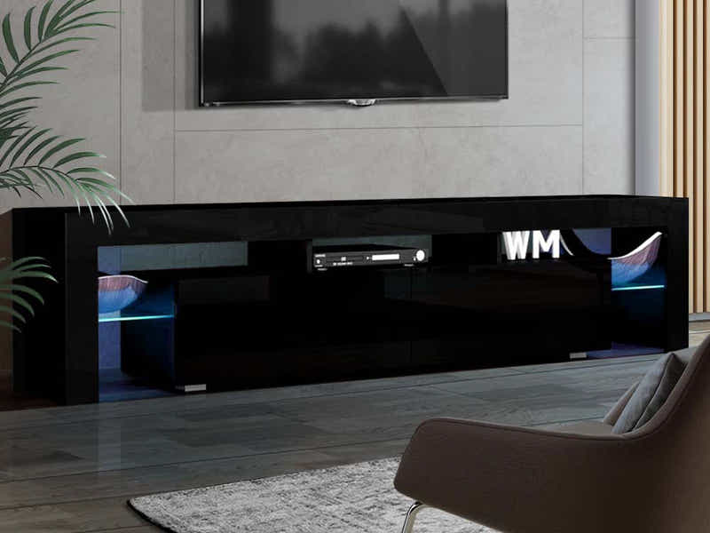 DS Glansig LED Entertainment Unit Black - 190 cm