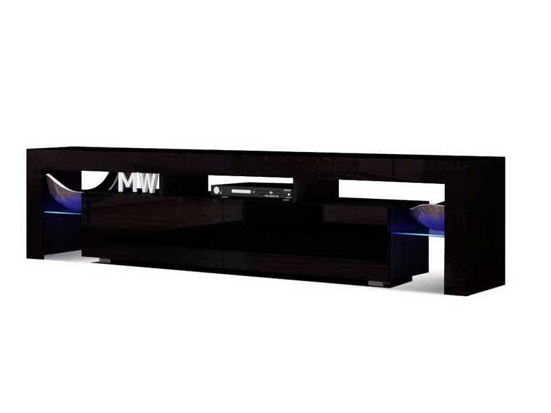 DS Glansig LED Entertainment Unit Black - 190 cm