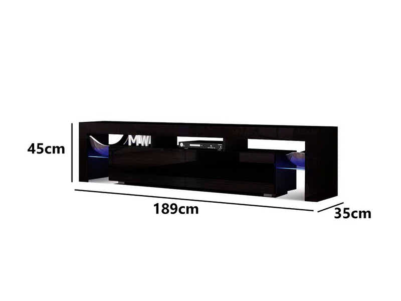 DS Glansig LED Entertainment Unit Black - 190 cm