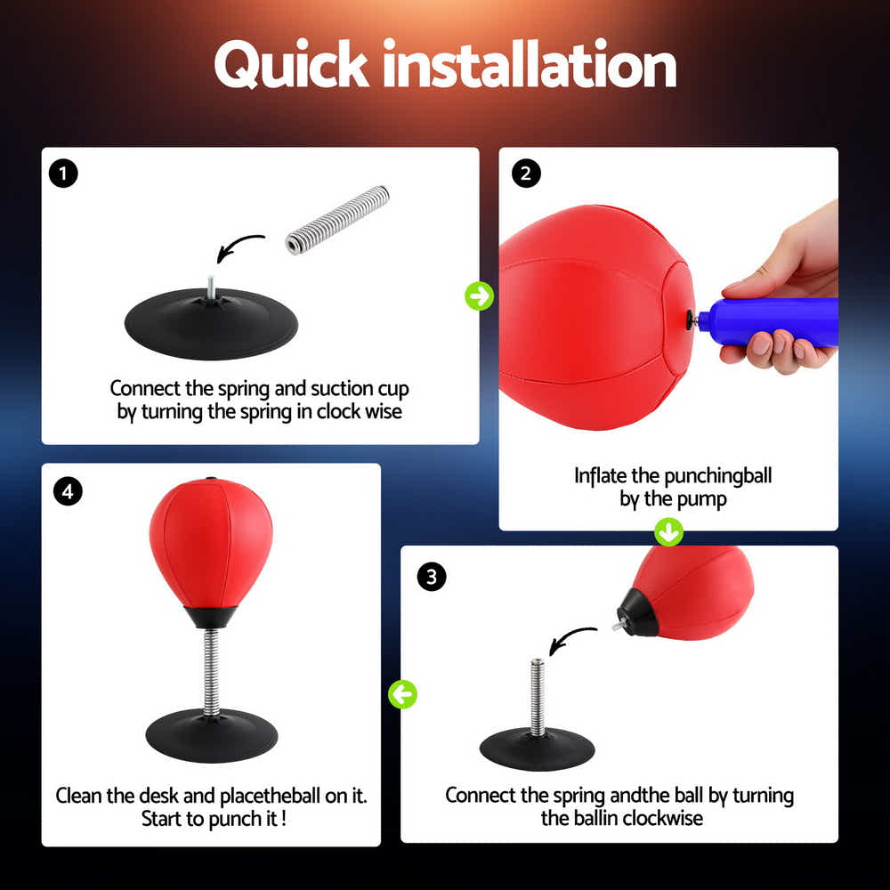 DS NA Everfit Desktop Punching Boxing Bag Stand Set with Pump Swivel Speed Balls