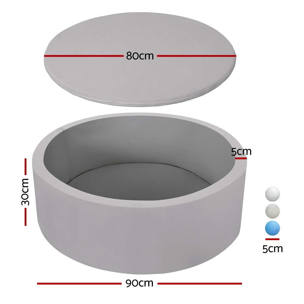 DS NA Kids Ball Pit 90x30cm Ocean Foam Play Pool Barrier Toys Children Grey
