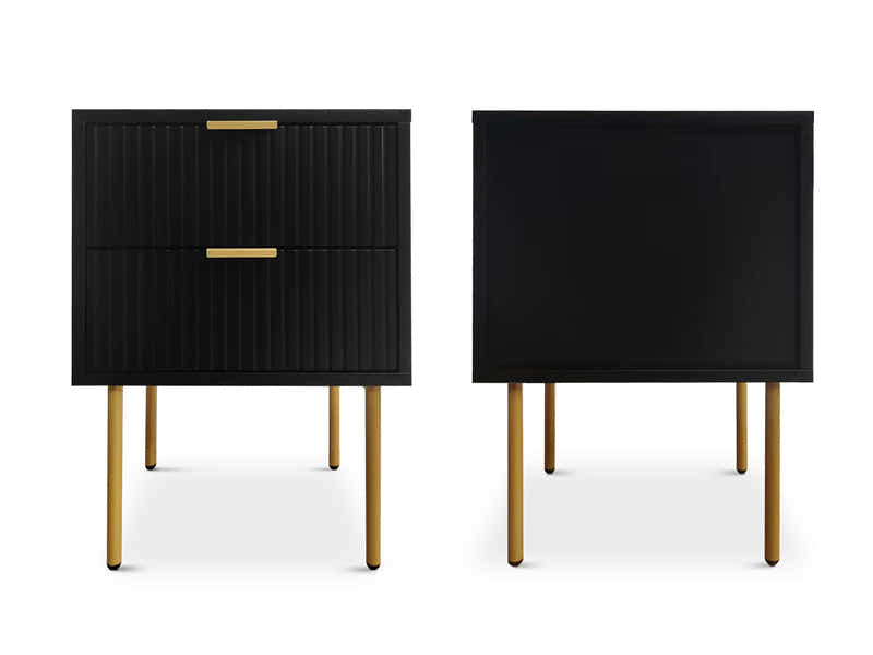 DS 2-Drawer Bedside Table Black