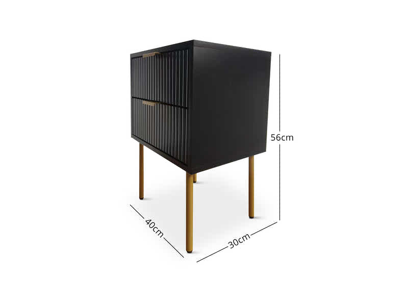 DS 2-Drawer Bedside Table Black