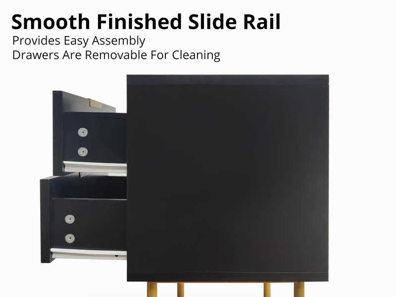 DS 2-Drawer Bedside Table Black