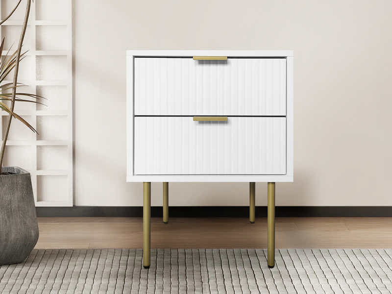 DS 2-Drawer Bedside Table White