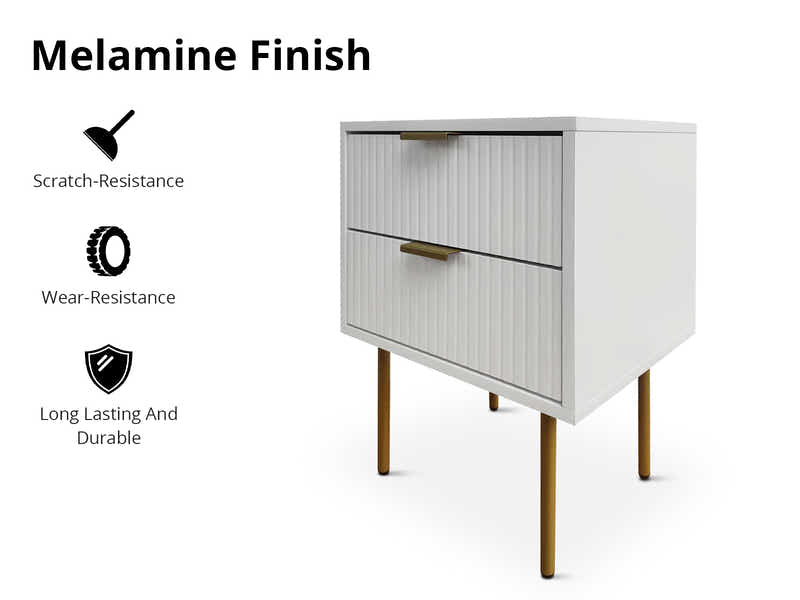 DS 2-Drawer Bedside Table White