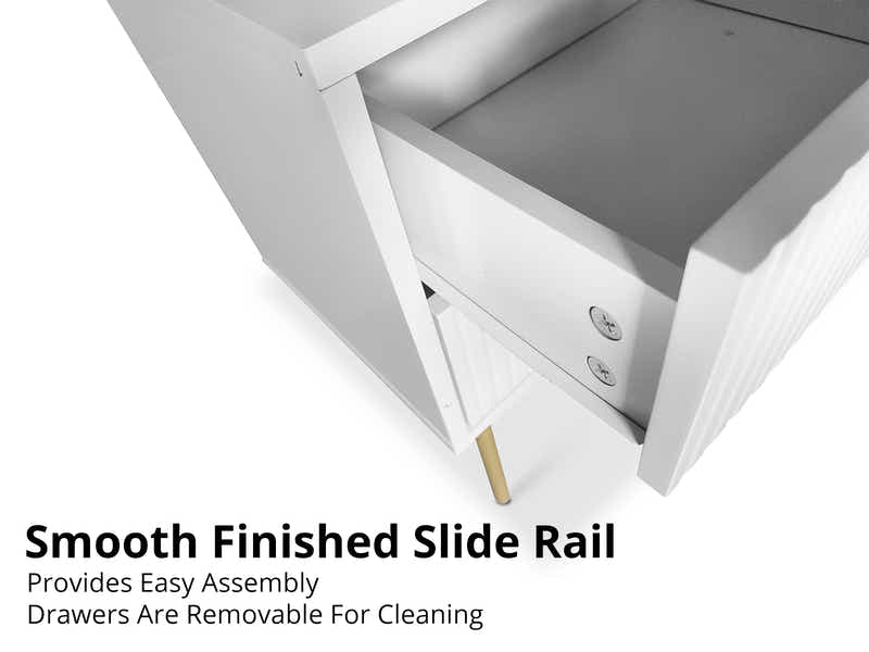 DS 2-Drawer Bedside Table White