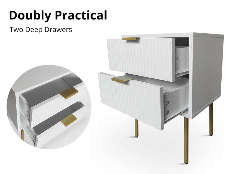DS 2-Drawer Bedside Table White