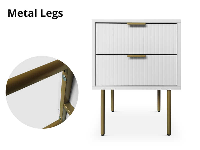 DS 2-Drawer Bedside Table White