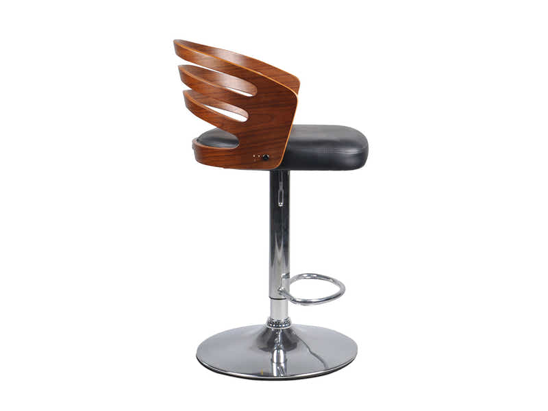 Adjustable Bar Stool with Wooden Back