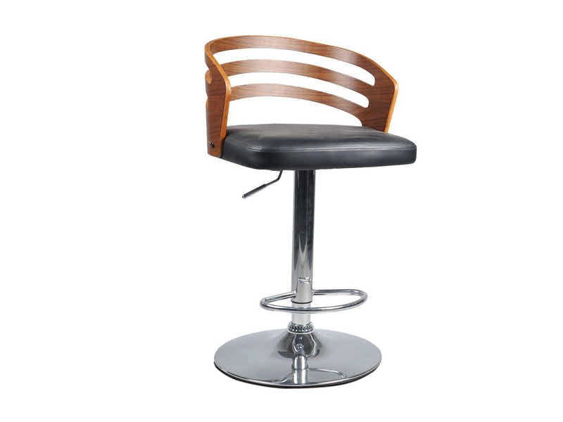 Adjustable Bar Stool with Wooden Back