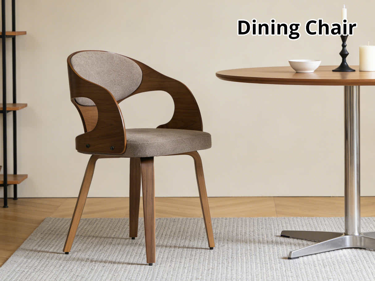 Dining Chair Bentwood Fabric Brown Color