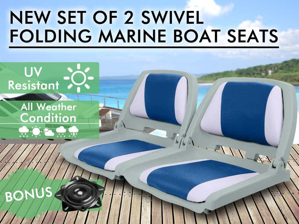 Sport Foldable Marine Boat Seats – Blue (Set of 2)