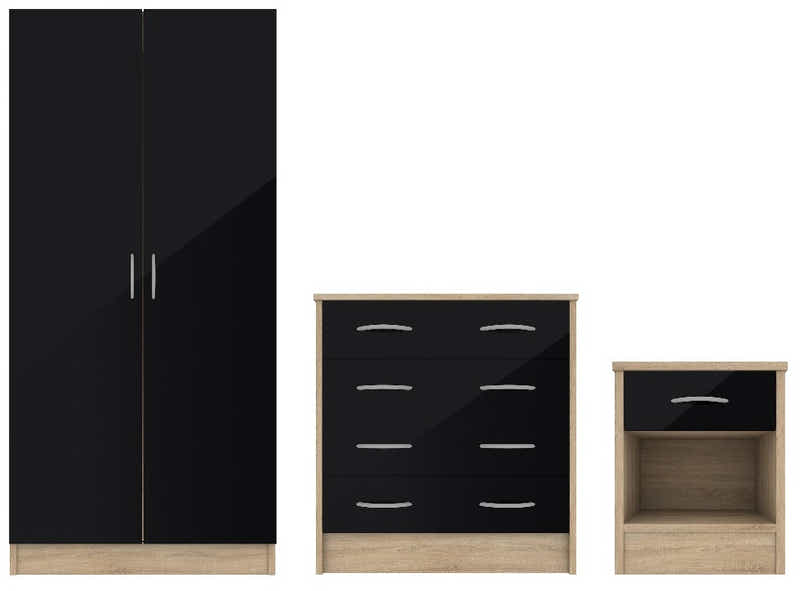 Bardalona Trio Bedroom Set - Gloss Black