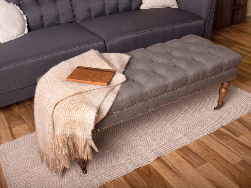 Bellay Linen Ottoman Bench - Dark Grey