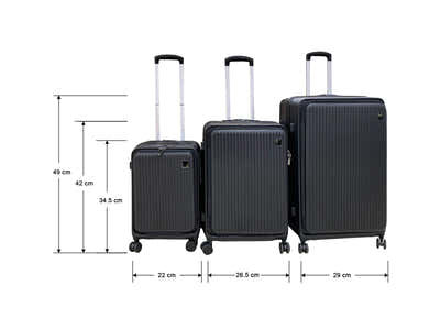 Luggage Set 3pcs front open black